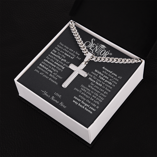 Custom Gift for Graduation "The Beautiful Gift of Watching You Grow" Cross Necklace