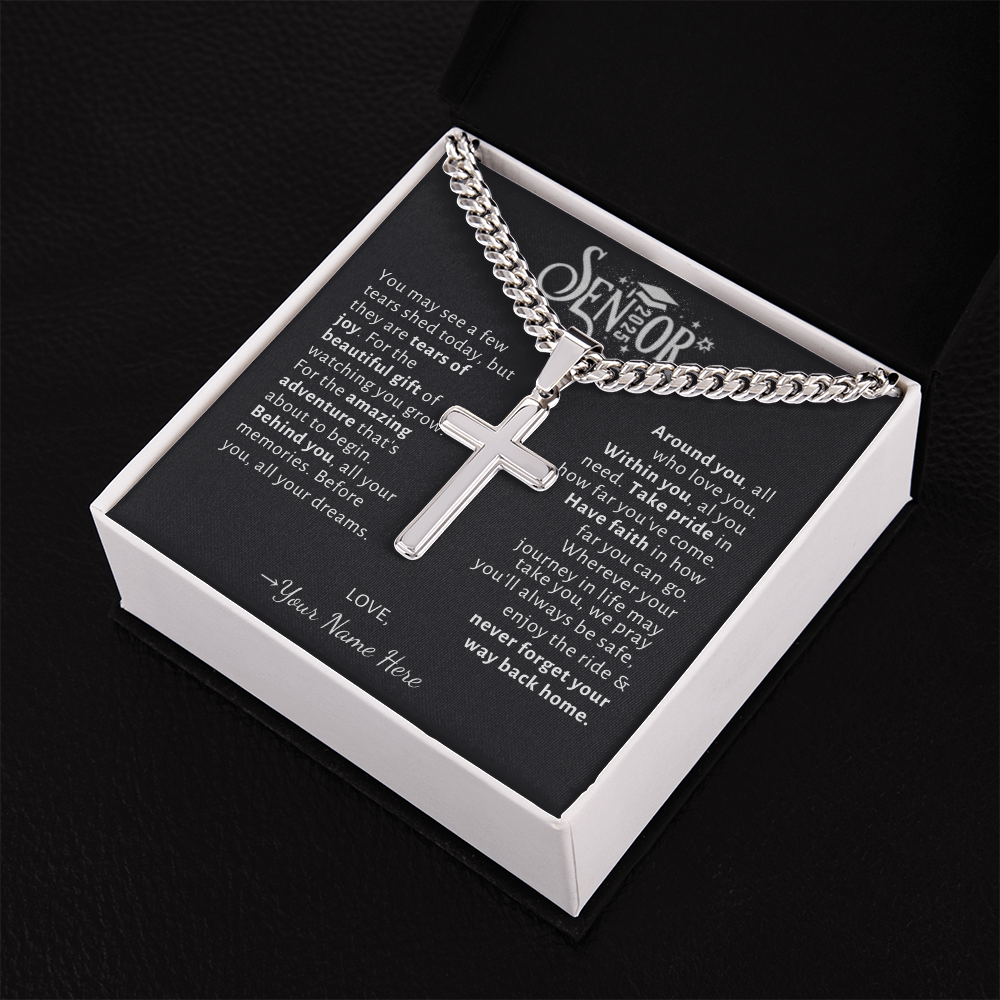 Custom Gift for Graduation "The Beautiful Gift of Watching You Grow" Cross Necklace