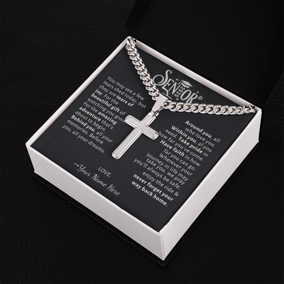 Custom Gift for Graduation "The Beautiful Gift of Watching You Grow" Cross Necklace