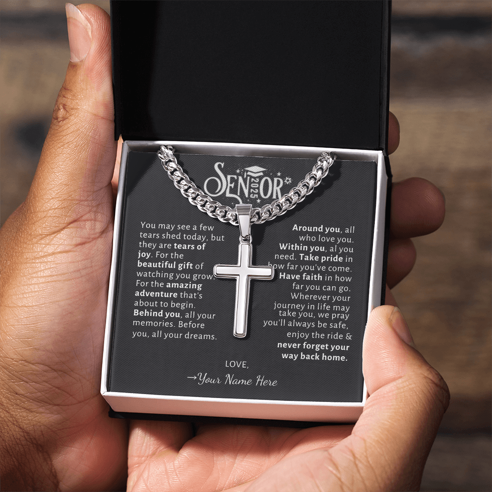 Custom Gift for Graduation "The Beautiful Gift of Watching You Grow" Cross Necklace
