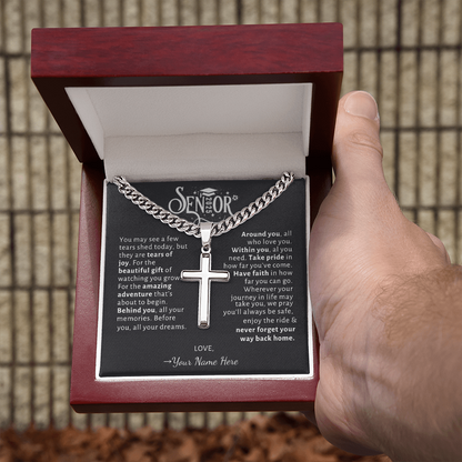 Custom Gift for Graduation "The Beautiful Gift of Watching You Grow" Cross Necklace