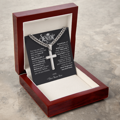 Custom Gift for Graduation "The Beautiful Gift of Watching You Grow" Cross Necklace