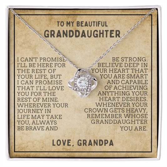 Beautiful Gift for Granddaughter From Grandpa "Never Forget That I Love You" Necklace